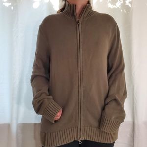 Green Knit Zipup Sweater